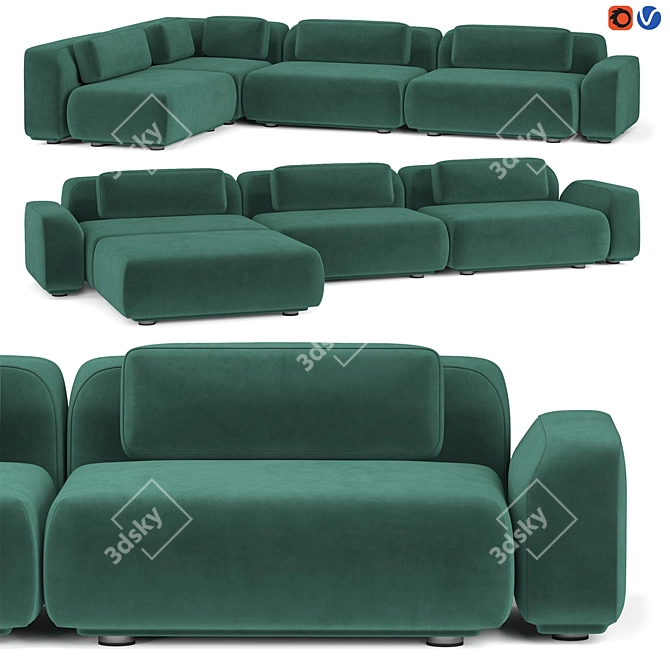 Modern Elegance: Rove Concepts Boden Sofa 3D model image 1