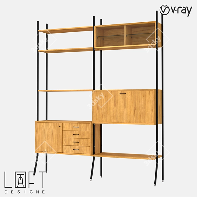 LoftDesign Shelving Unit: 186x39x230 cm 3D model image 1