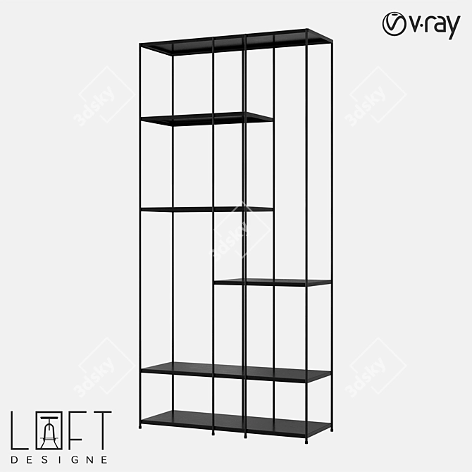 Metal Shelving Unit with Loft Design - Model 81512 3D model image 1