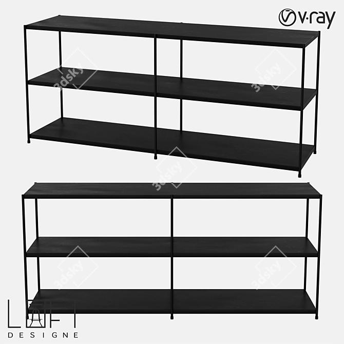 Metal Bookcase LoftDesigne 81514: Stylish Storage Solution 3D model image 1