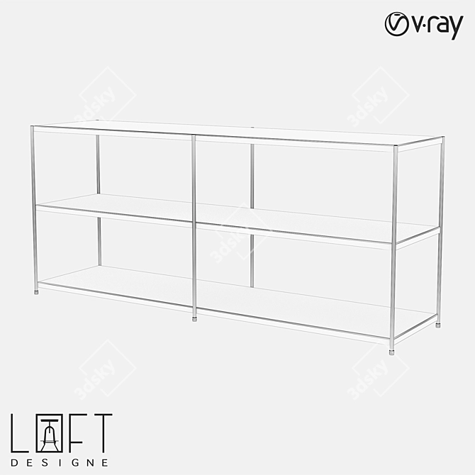 Metal Bookcase LoftDesigne 81514: Stylish Storage Solution 3D model image 2