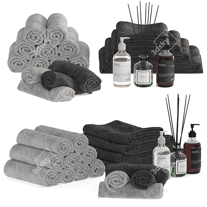 Luxury Towels Set 3D model image 1