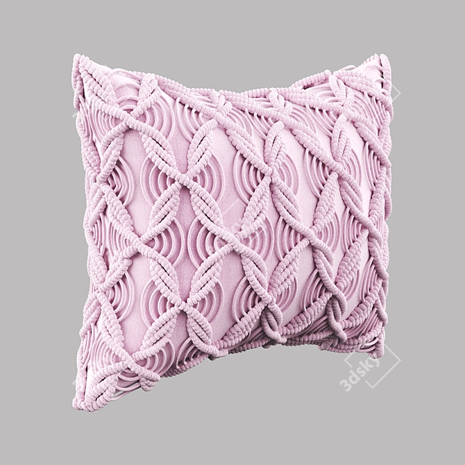 Boho Macrame Pillow Cover 3D model image 2