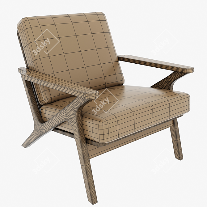 Rinei Timber Fabric 1 Seater 3D model image 4