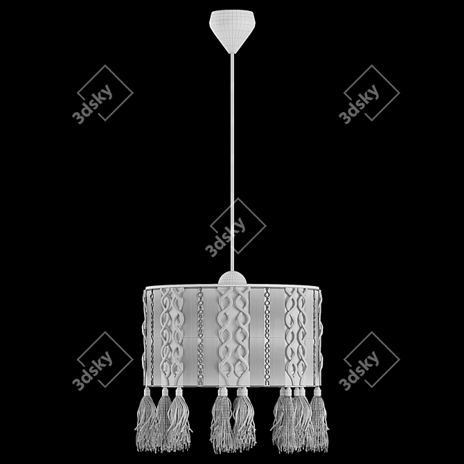 Boho Fringe Chandelier Macrame: Light & Stylish 3D model image 4