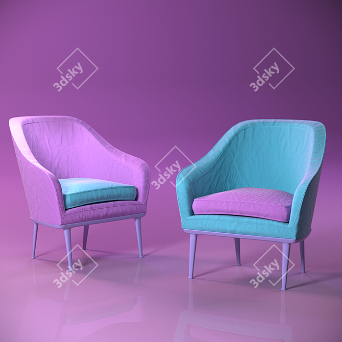 Modern Italian Armchairs: Colorful & Stylish 3D model image 2