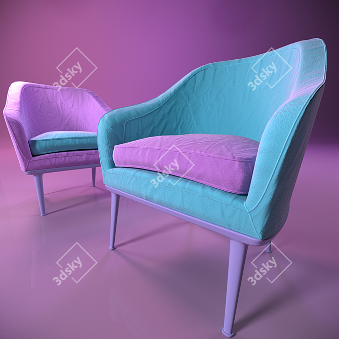 Modern Italian Armchairs: Colorful & Stylish 3D model image 3