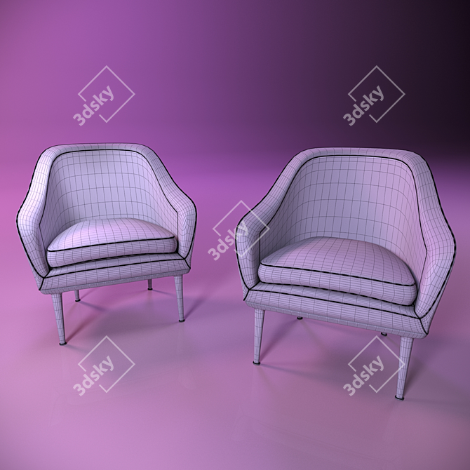 Modern Italian Armchairs: Colorful & Stylish 3D model image 5