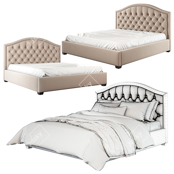 Elegant Shabby Chic Bed 3D model image 4