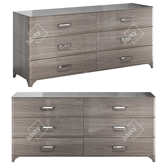 Modern Low Chest of Drawers - Camelgroup Maia Silver 3D model image 1