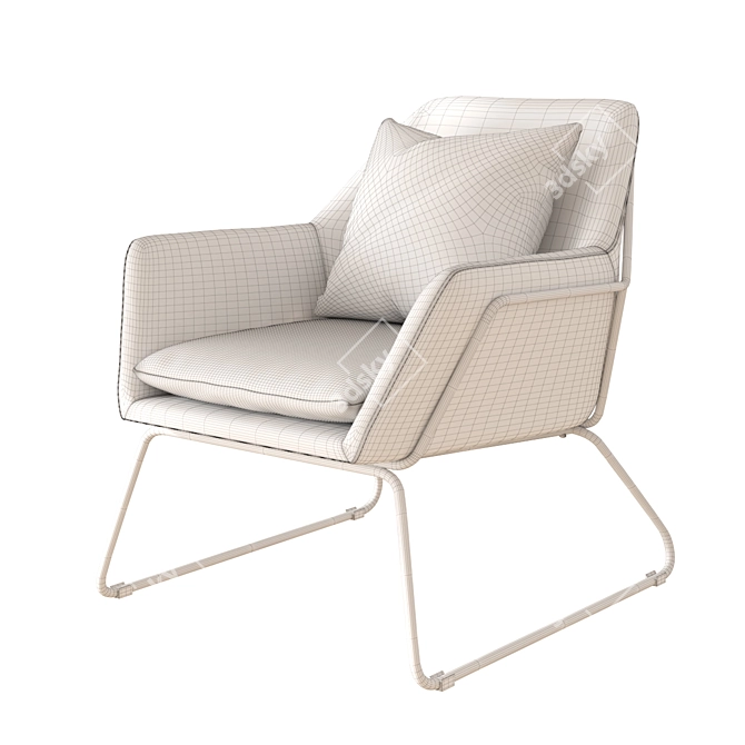 Beige Fabric Lounge Chair: Concord 3D model image 5