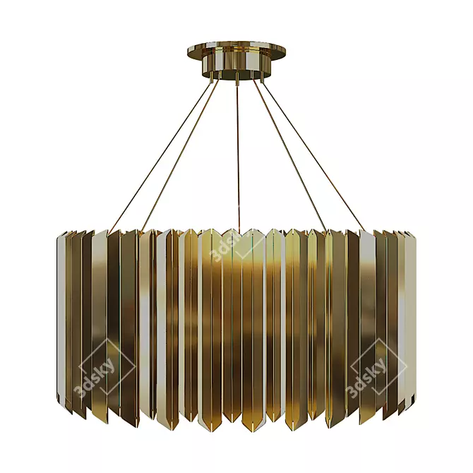 Gilded Facet Chandelier: Tom Kirk's Luxurious Light 3D model image 1