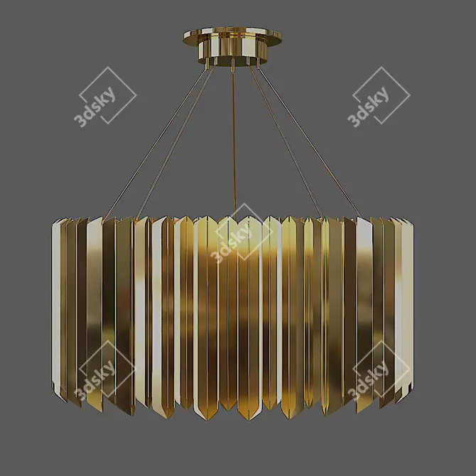 Gilded Facet Chandelier: Tom Kirk's Luxurious Light 3D model image 3