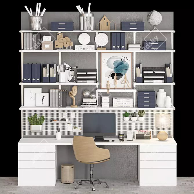 Modern Office Furniture Set 3D model image 1