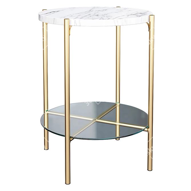 Sleek Marble Side Table (HZB612) 3D model image 1