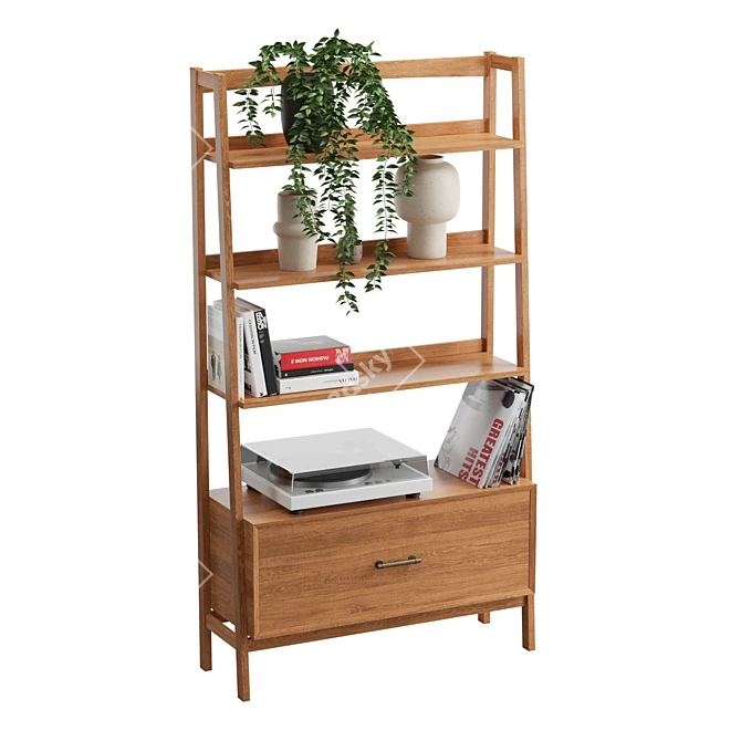 Mid-Century Kai Hutch: Stylish Storage Solution 3D model image 1