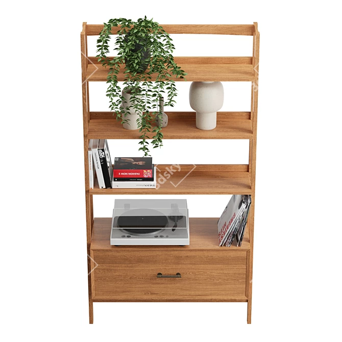 Mid-Century Kai Hutch: Stylish Storage Solution 3D model image 3