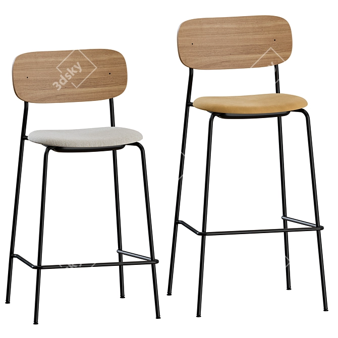 Menu Co Upholstered Bar Stools - Set of 2 3D model image 5