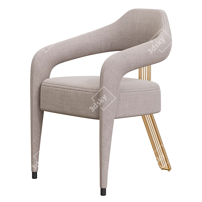 Invicta II Antique Brass Dining Chair 3D model image 1