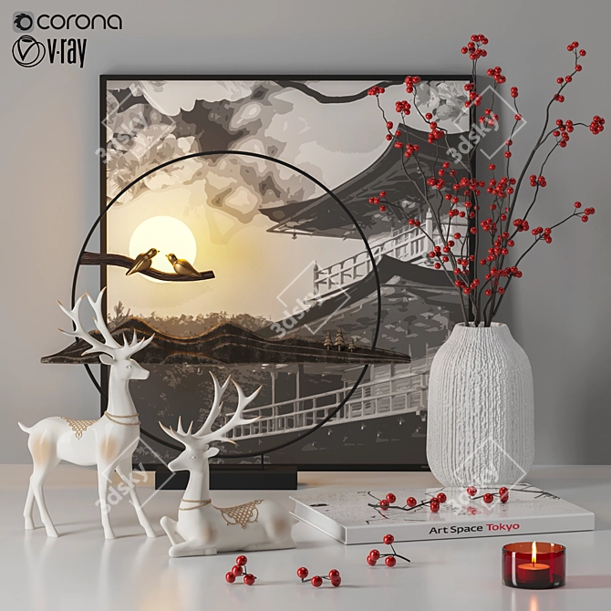 Lucky Reindeer Decorative Set 3D model image 1