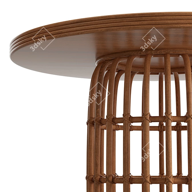 Boho Chic Rattan Oval Dining Table 3D model image 5