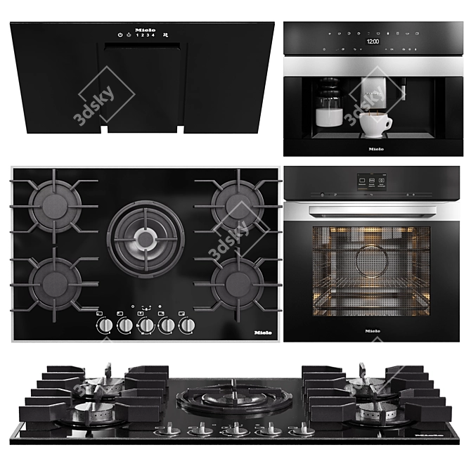 Miele Kitchen Collection: Oven, Coffee Maker, Gas Hob & Hood 3D model image 1