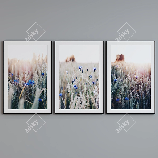 Modern Field Flowers Picture Frame Set 3D model image 2