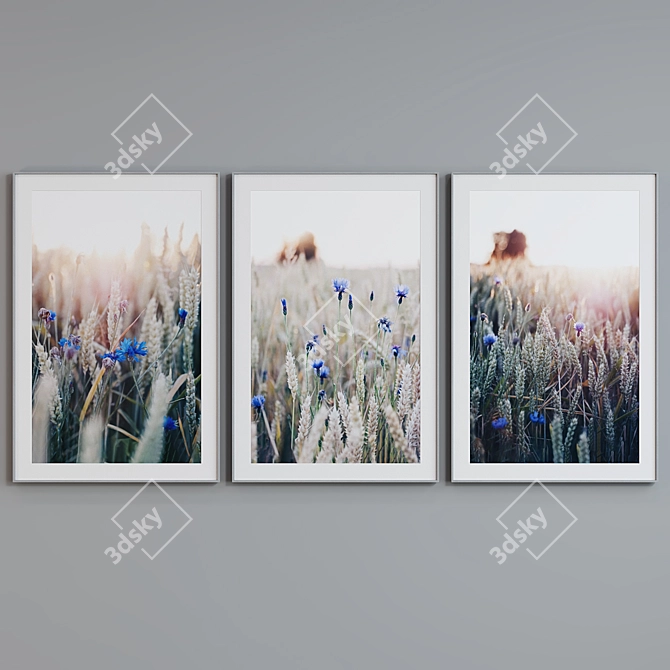 Modern Field Flowers Picture Frame Set 3D model image 4