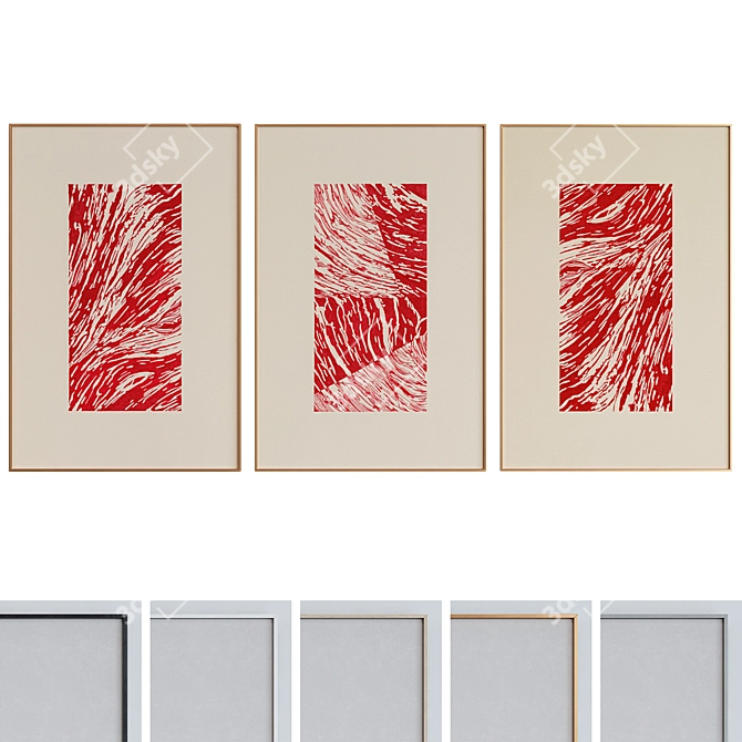 Modern Frame Trio with Abstract Images 3D model image 1