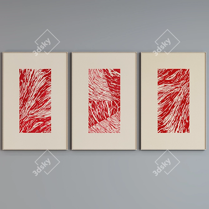 Modern Frame Trio with Abstract Images 3D model image 2