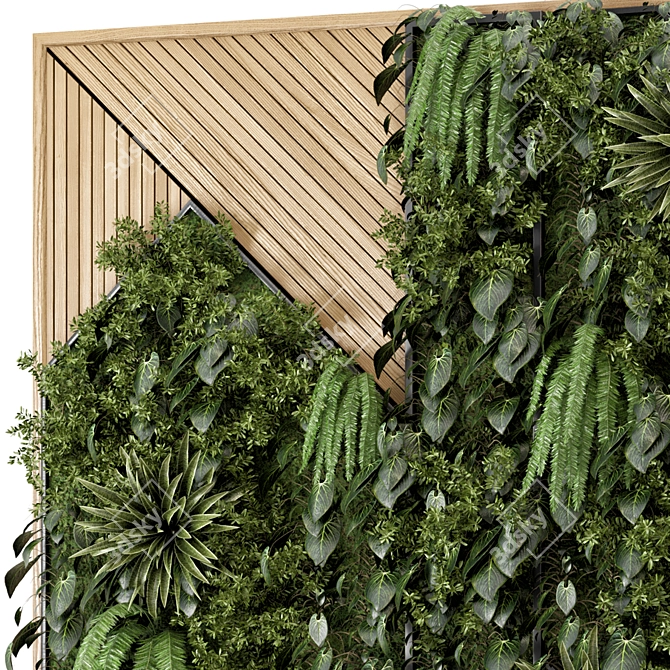 Wooden Base Vertical Garden 3D model image 5