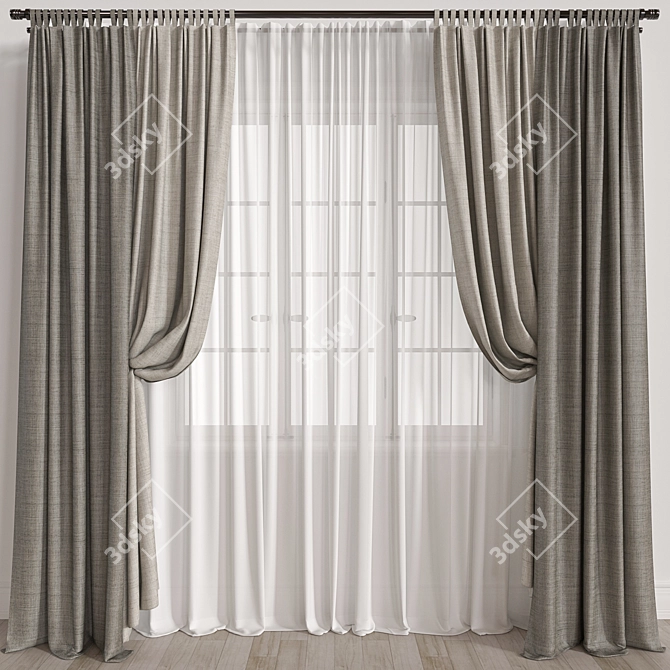 Elegant Window Drapes 3D model image 1