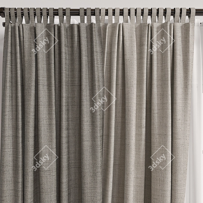 Elegant Window Drapes 3D model image 2