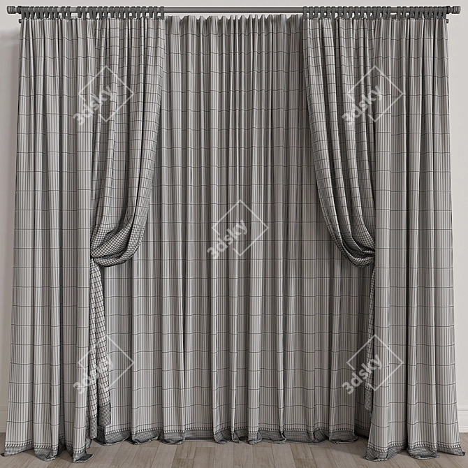 Elegant Window Drapes 3D model image 3