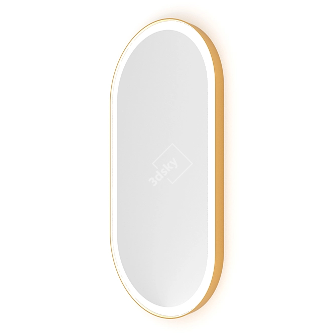 Gilded Glow: Brass Mirror Capsule with Front Lighting 3D model image 1