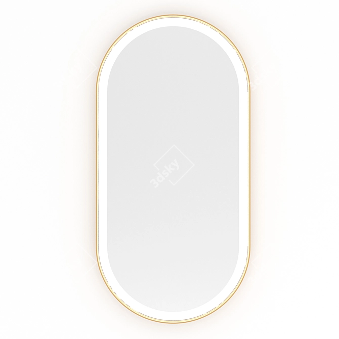 Gilded Glow: Brass Mirror Capsule with Front Lighting 3D model image 2