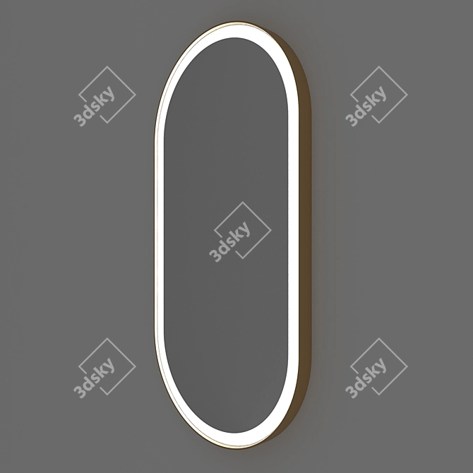 Gilded Glow: Brass Mirror Capsule with Front Lighting 3D model image 3