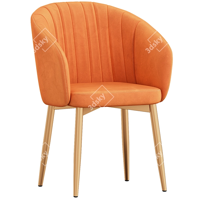 Elegant Garda Brown Velvet Chair 3D model image 1