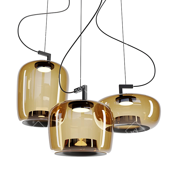 Elegant Blown Glass Pendant Lamp 3D model image 1