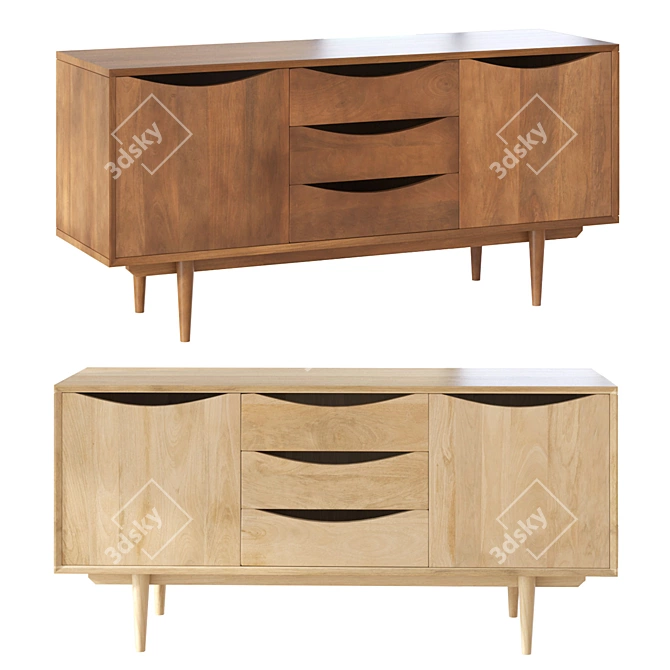 Stylish Fresno Sideboard in Natural Oak 3D model image 1