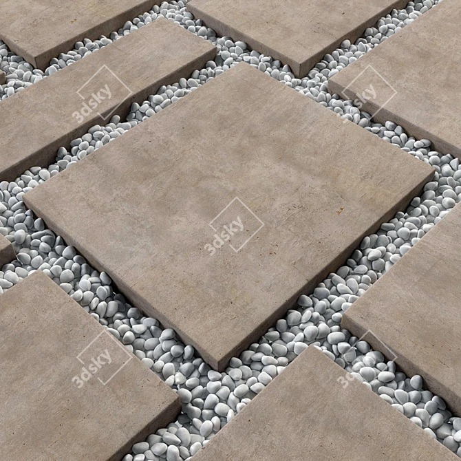 Pebble N10 Paving Tile: High-Quality Texture, Smooth Geometry 3D model image 1