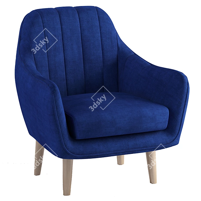 Modern Blue Polyester Wood Accent Chair 3D model image 1