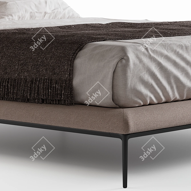 B&B Italia Atoll Bed: Versatile Design with Removable Cushions & Blanket 3D model image 3
