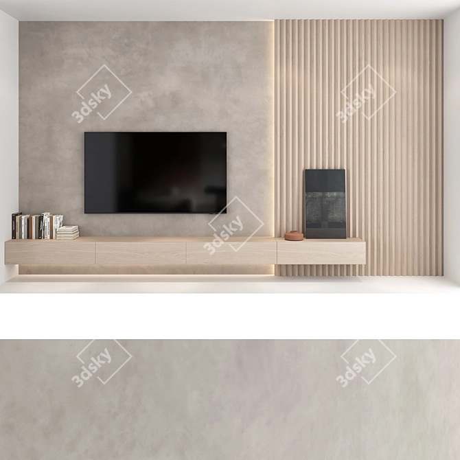 Modern TV Wall Set: Samsung AU8000 Crystal UHD 4K Smart TV 3D model image 3
