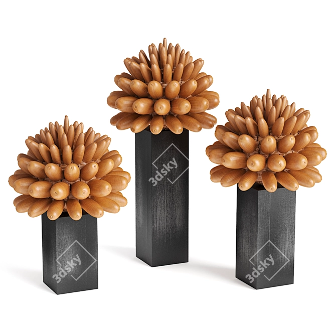 Sculptural Cucurbita Art Pedestal 3D model image 3