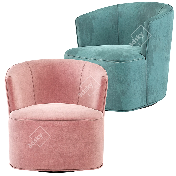 Luxury Arden Velvet Swivel Chair 3D model image 2