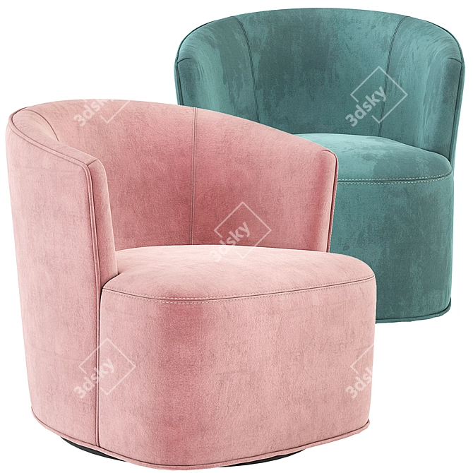 Luxury Arden Velvet Swivel Chair 3D model image 5