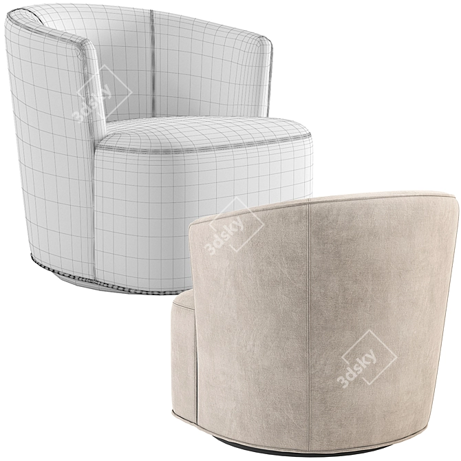 Luxury Arden Velvet Swivel Chair 3D model image 6