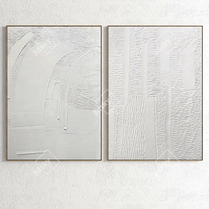 Elegant Plaster Double Frame 3D model image 2