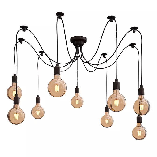 Vintage Edison Chandelier 3D model image 1